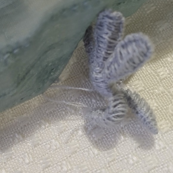 Sundance Embroidered Boho Bell Sleeve Shift Dress Icy Blue Gray Medium Formal - Picture 14 of 16